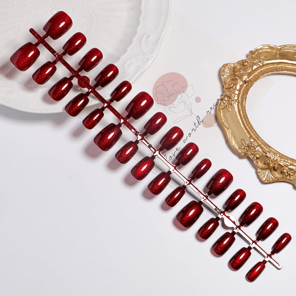 Glitzernder kurzer quadratischer Press-On-Nagelset Karnz