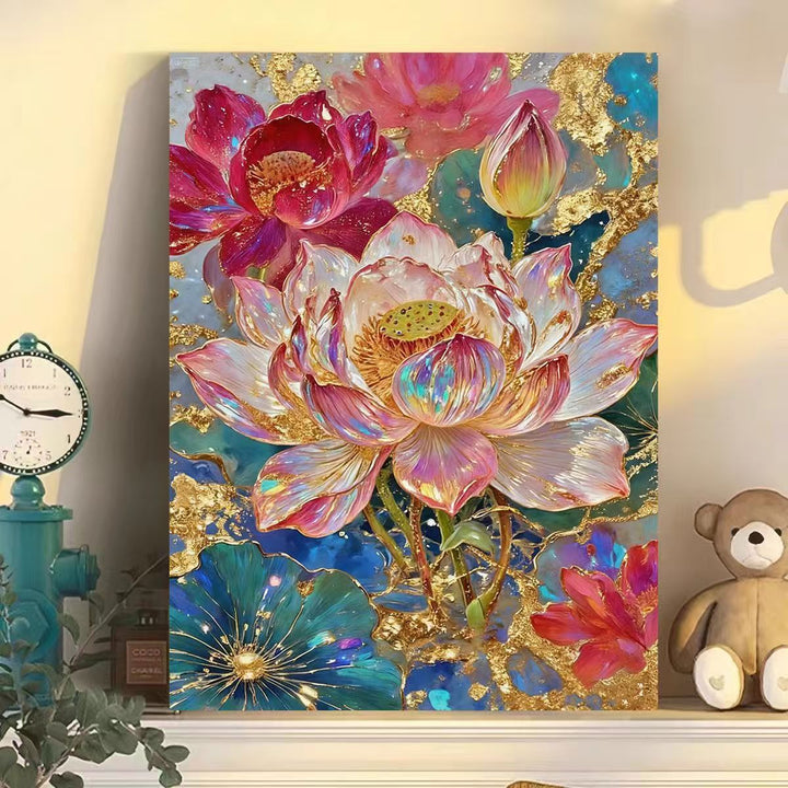 Luxuriöse florale abstrakte Leinwand Wandkunst Karnz