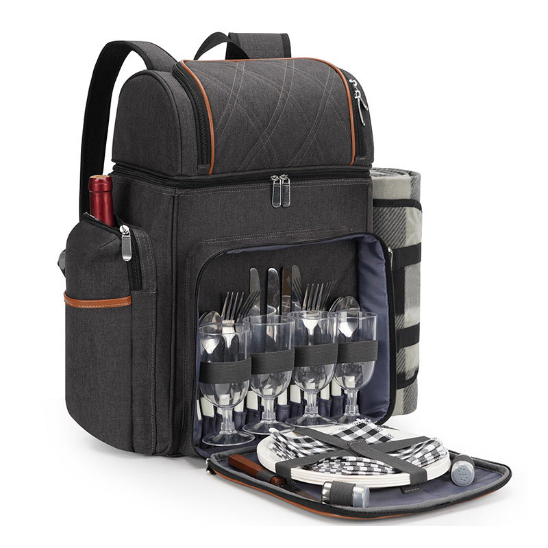 Gourmet Picknick Rucksack mit Geschirr und Kühlfach Karnz