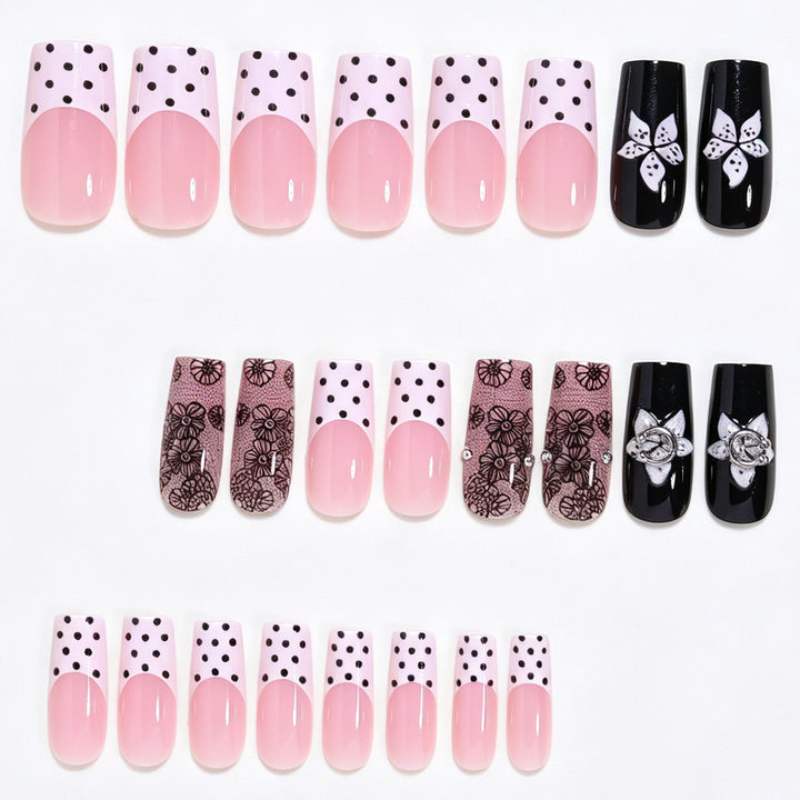 Floral Lace Design Press-On Nagelkunst Karnz