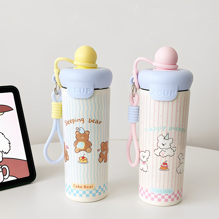 Damen Freizeit-Trinkflasche mit niedlichem Katzenmotiv Karnz
