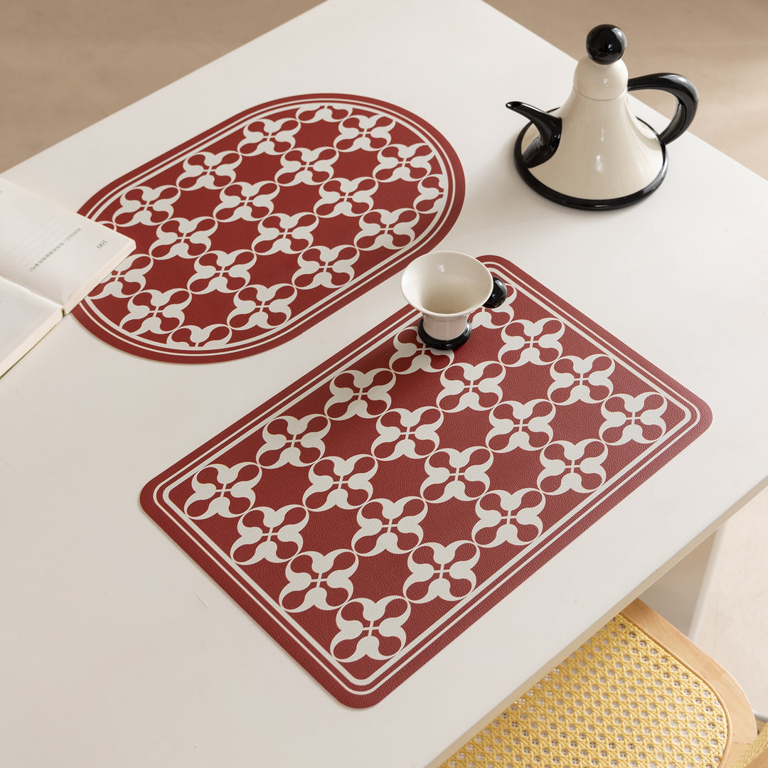 Abwischbare Retro-Tischsets aus Kunstleder mit geometrischem Muster Karnz