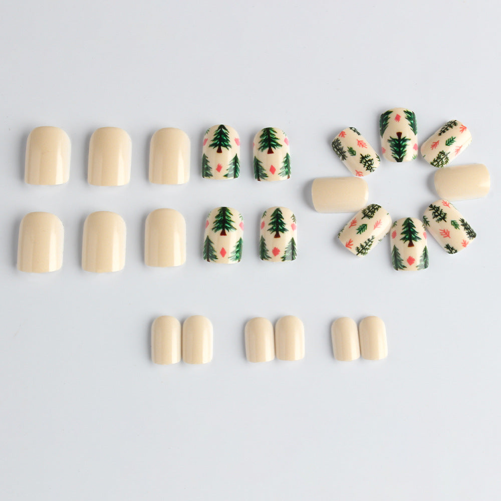 Künstlerisches Press-On Nagelset mit Woodland Design Karnz