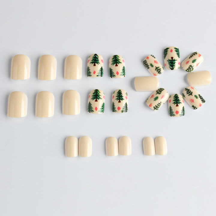 Künstlerisches Press-On Nagelset mit Woodland Design Karnz