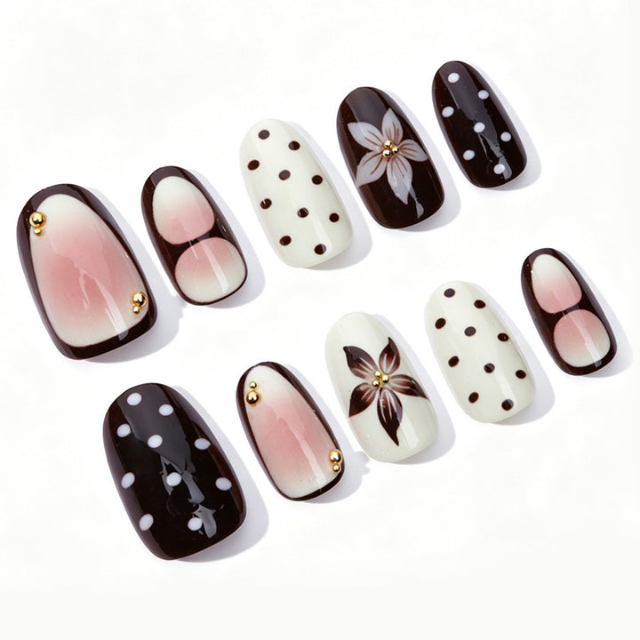Elegantes Floral Design Press-On Nagelset Karnz