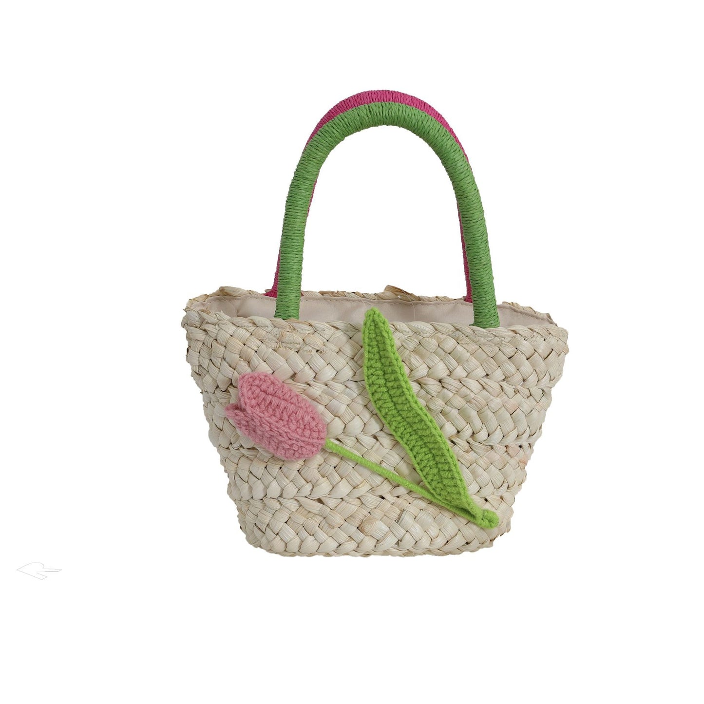 Damen Verspielte Korbtasche mit Blumenapplikation Karnz