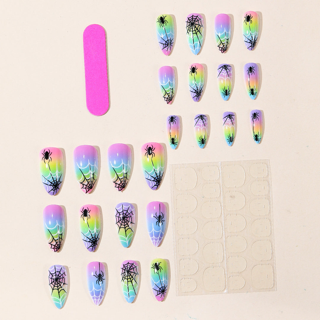 Buntes Spinnennetz Nagelkunst Set Karnz