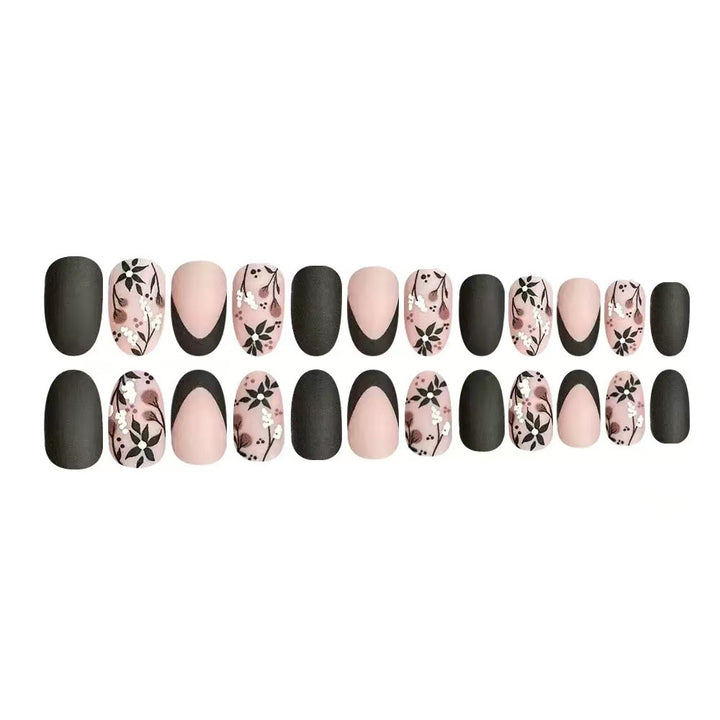 Kunstnagelset mit eleganten floralen Akzenten und stilvollem Glanz Karnz