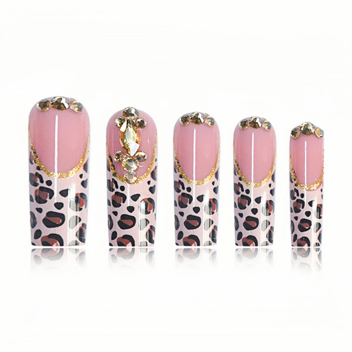 Elegante Leopardenmuster Presse-On-Nagelerweiterungen Karnz