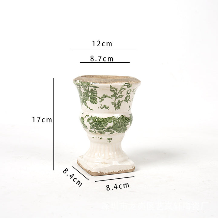 Florale Keramik Pflanzgefäß Karnz
