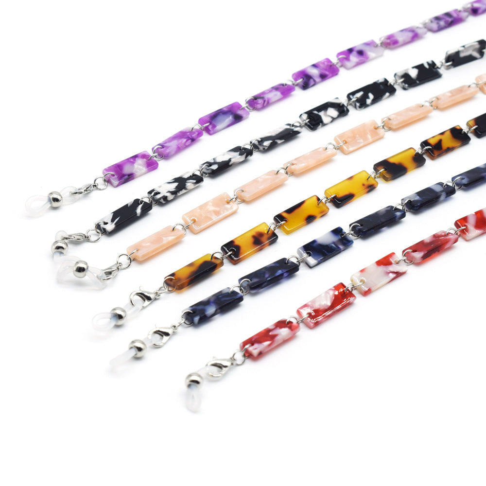 Stylische Schildpatt-Muster Brille Kette Karnz