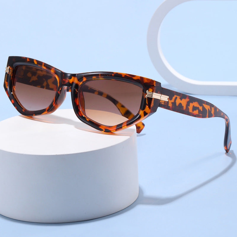 Damen trendige Cat-Eye-Sonnenbrille mit lackiertem Rahmen und akzentuierten Metall-Details Karnz