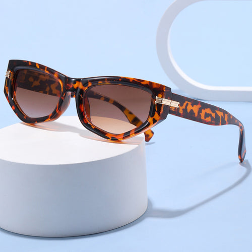 Damen trendige Cat-Eye-Sonnenbrille mit lackiertem Rahmen und akzentuierten Metall-Details Karnz