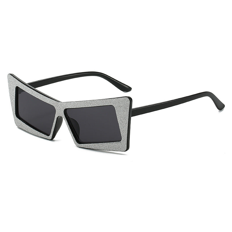 Damen geometrische Sonnenbrille mit glitzernden Elementen Karnz
