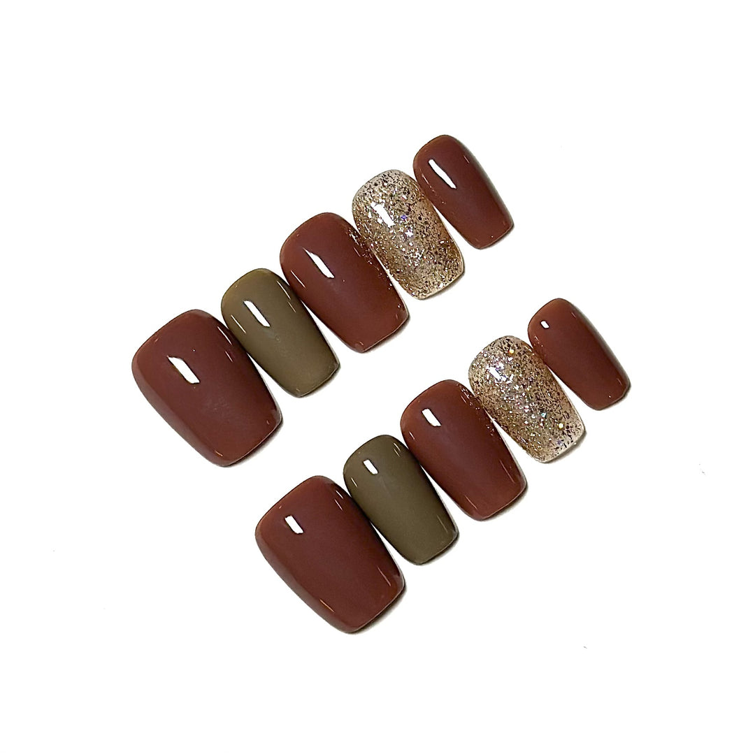 Glamouröse Press-On Nagel Set mit Multi-Textur-Finish