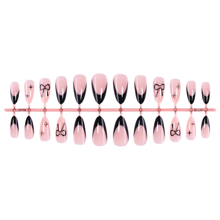 Elegantes Press-On-Nagel-Set mit künstlerischen Schleifen-Designs Karnz