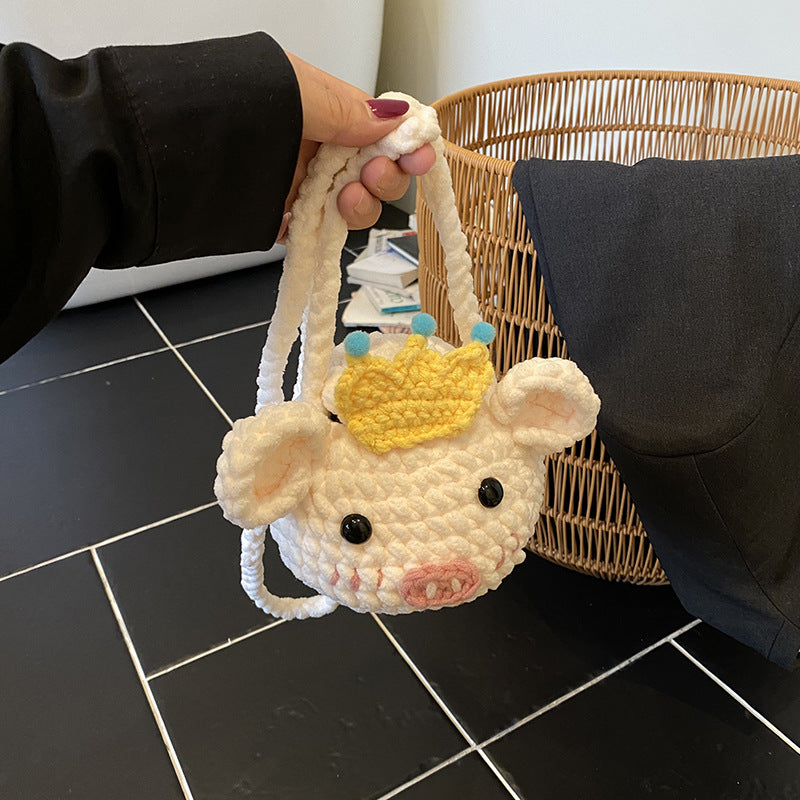 Niedliche schweineförmige gehäkelte Mini-Handtasche