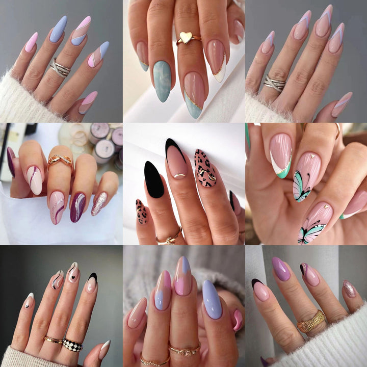 Künstlerisches Herz-Akzent Press-On Nagelset Karnz