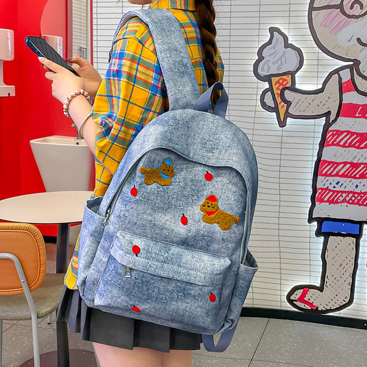 Lässiger Sternen-Print Denim-Rucksack Karnz