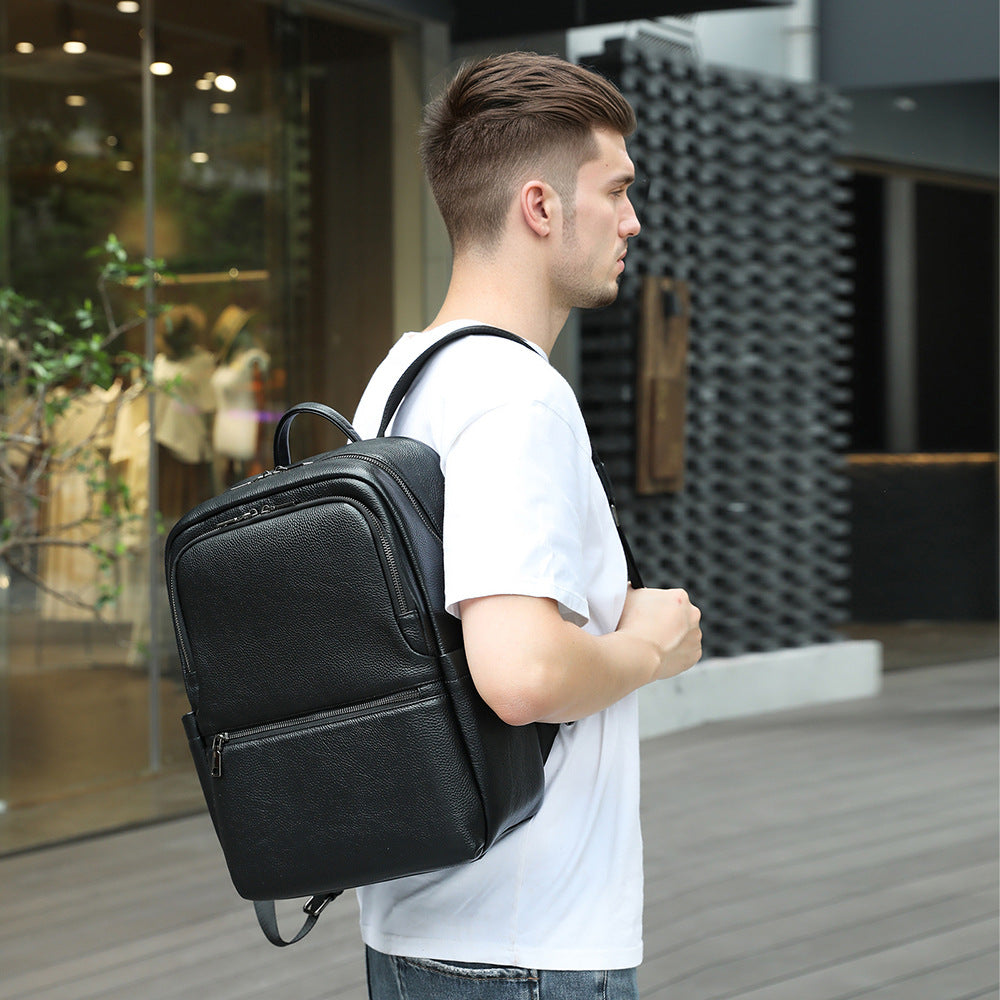 Premium Leder Mehrere Fächer Rucksack