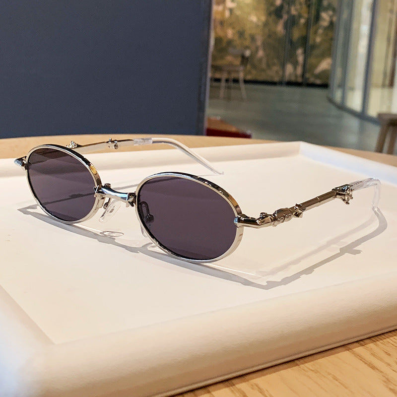 Damen modische Brille mit elegantem Metallgestell und leicht gefärbten Gläsern Karnz