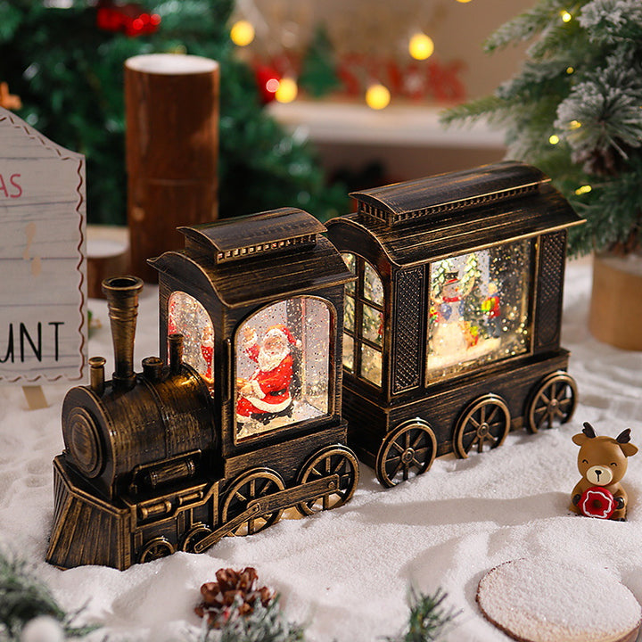 Nostalgische Weihnachtszug-Laterne mit beweglichem Weihnachtsmann Karnz