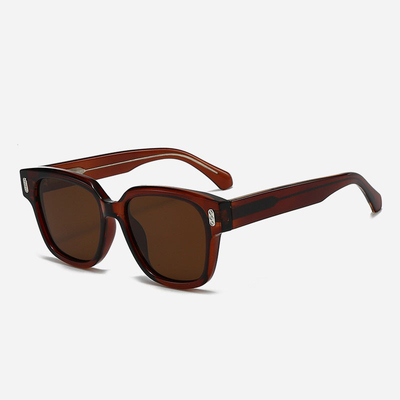 Damen Designer-Sonnenbrille mit quadratischem Rahmen und braunen Gläsern Karnz