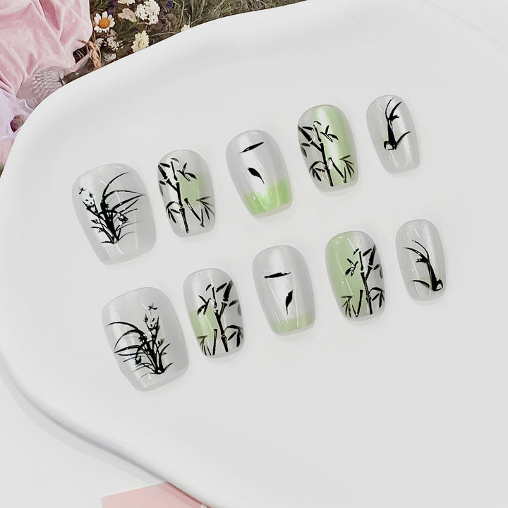 Künstliche Nagelspitzen mit Bambus-Design Karnz
