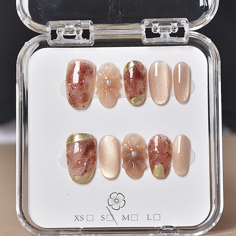 Dekorativer Floral Press-On Nagelset Karnz