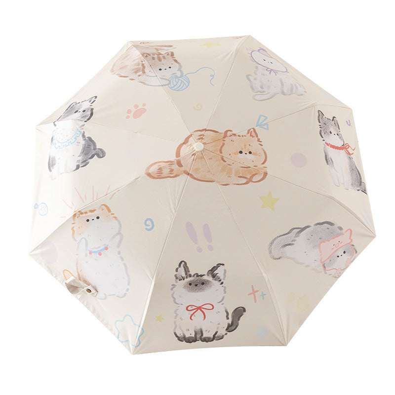 Damen Faltbarer Regenschirm mit liebevollen Tierillustrationen Karnz