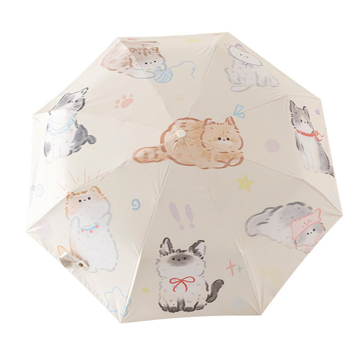 Damen Faltbarer Regenschirm mit liebevollen Tierillustrationen Karnz
