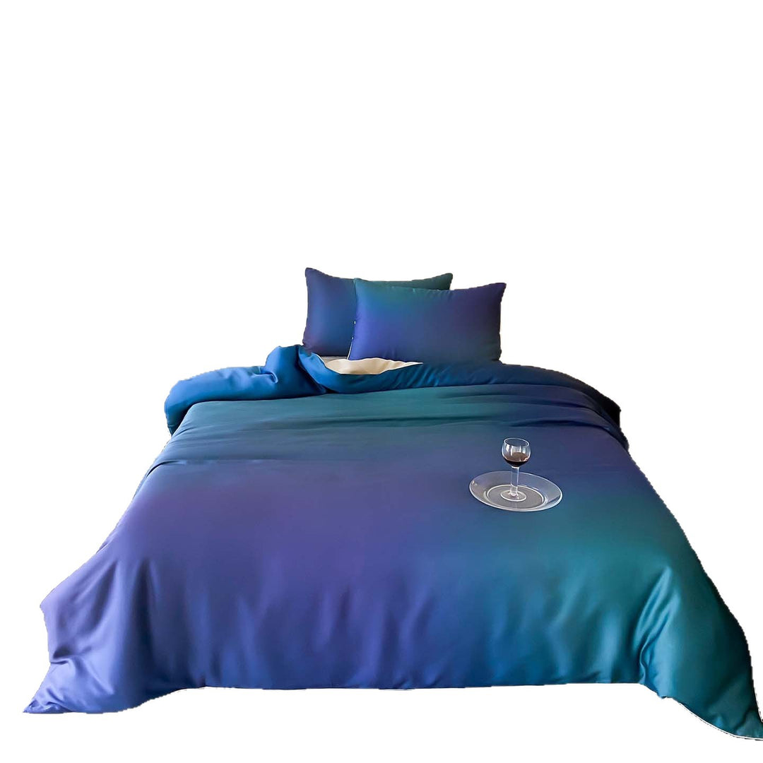 Gradient Satin-Feel Wendebettwäsche mit verstecktem Verschluss und Eckenbändern