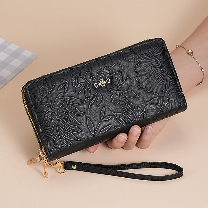 Prägte Leder Handgelenktasche Geldbörse