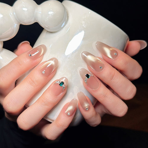 Elegante Strass Ombre Klebe-Nägel Karnz