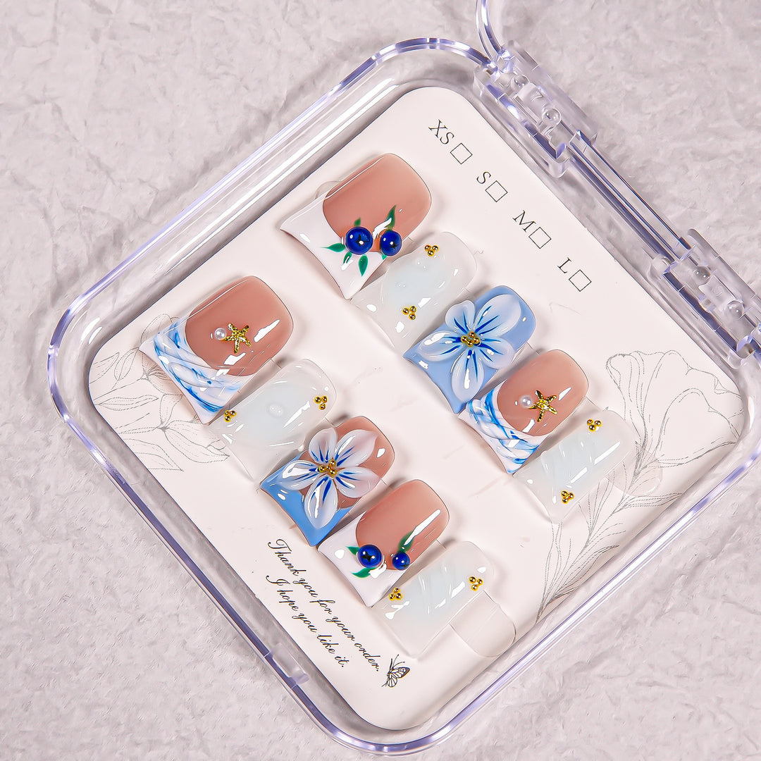Künstlerisches Blumenmuster Press-On Nagelset