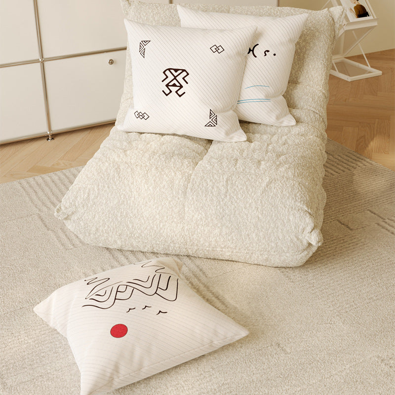 Decorative Square Linen-Texture Abstract Sketch Throw Pillow Cover