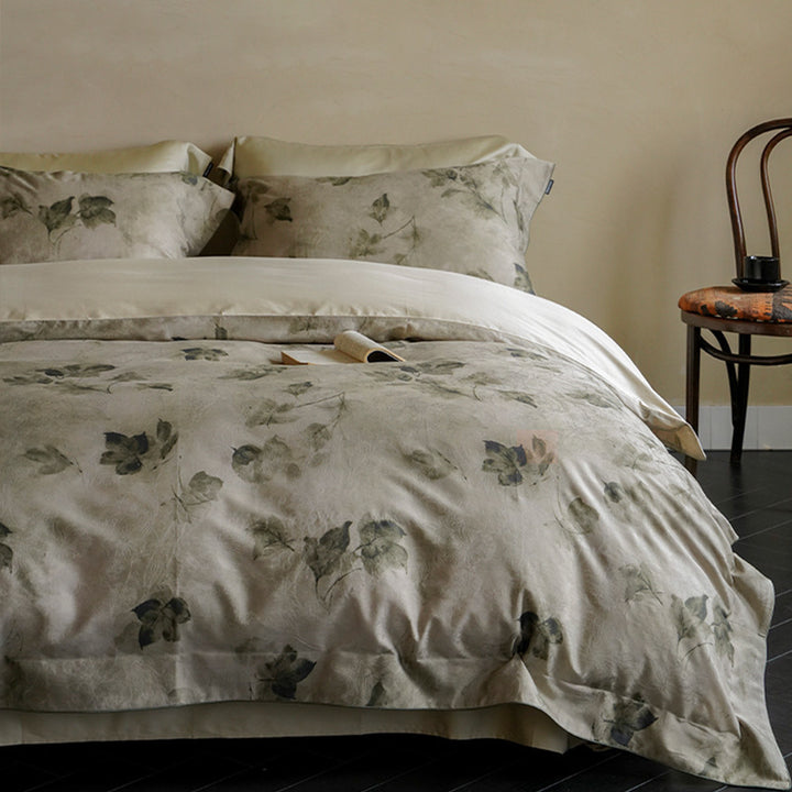 Bettwäsche-Garnitur aus weichem Satin mit floralem Aquarellprint