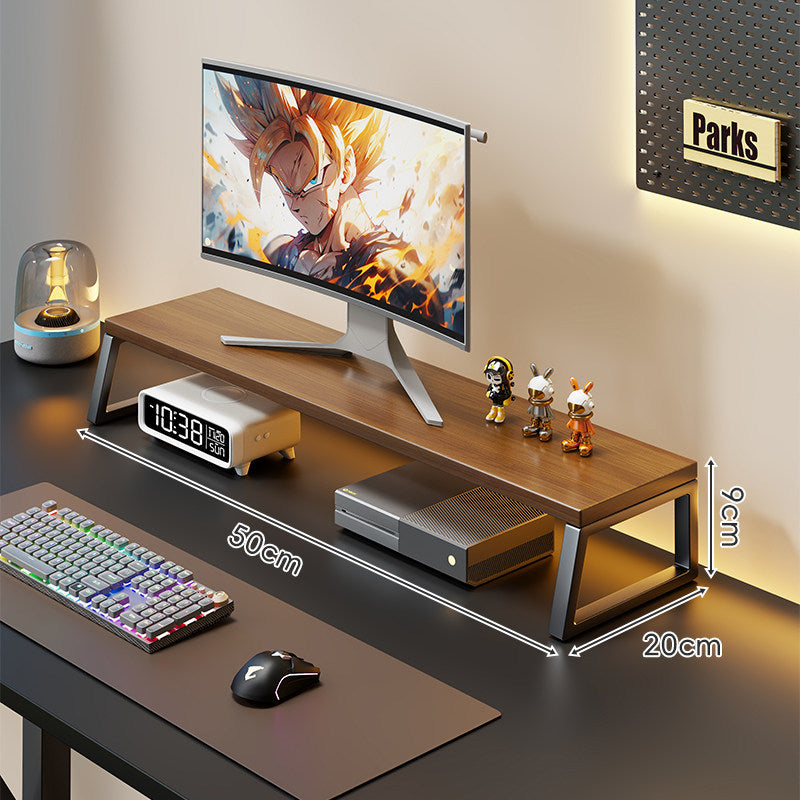Holz-Monitorständer mit Metallrahmen Erhöhte Desktop-Regal