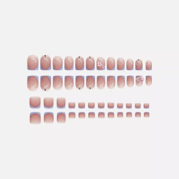 Künstlerisches Press-On Nagelkunst Set mit floralen und Juwelen-Elementen Karnz