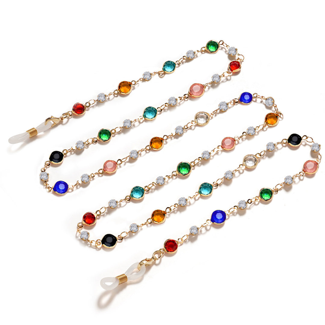 Elegante Strass- und Edelsteinkette für Brillen Karnz