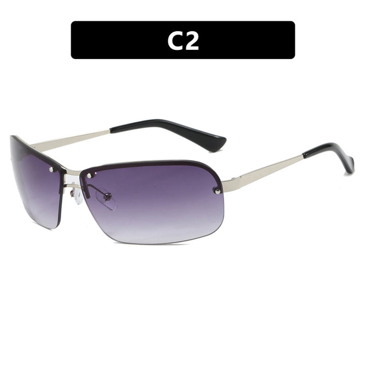 Damen Sonnenbrille mit großen, eleganten Gläsern und einem modernen Metallrahmen Karnz