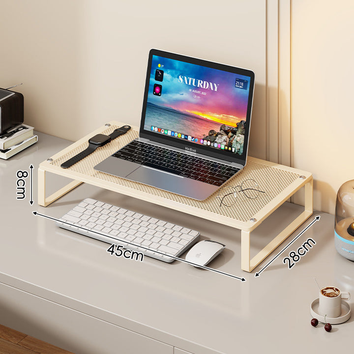 Belüfteter Metallgitter-Laptop- und Monitorständer mit Unter-Schreibtisch-Tastaturablage