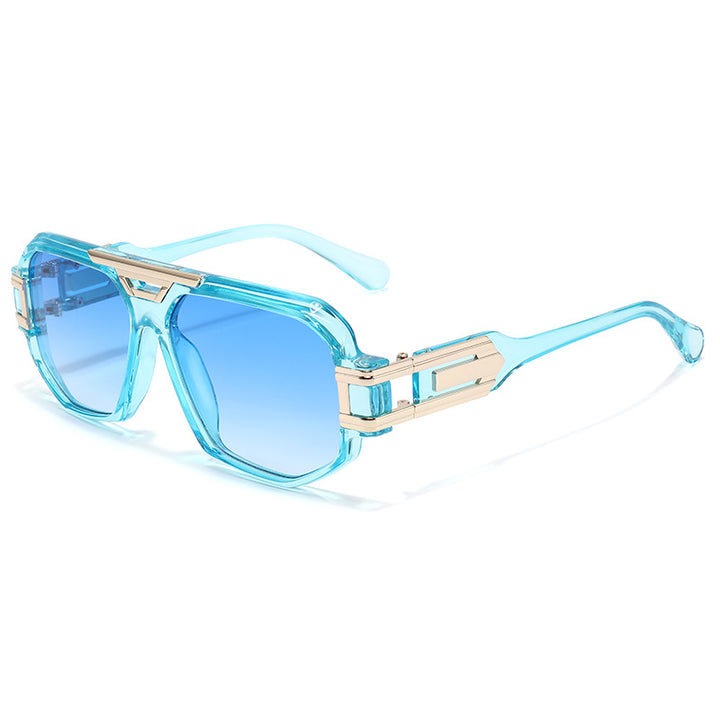 Statement Quadratrahmen Sonnenbrille mit dekorativen goldenen Akzenten Karnz