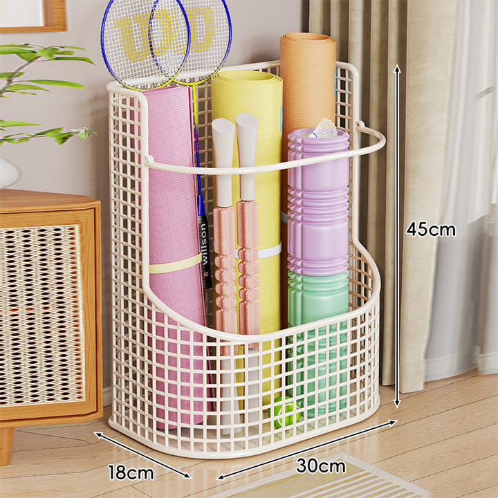 Vertikaler Mesh-Sportequipment- und Yogamatten-Organizer-Korb