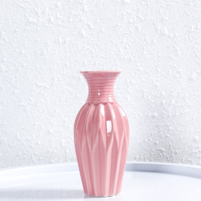 Modern gerippten Keramik Blumenvasen Karnz