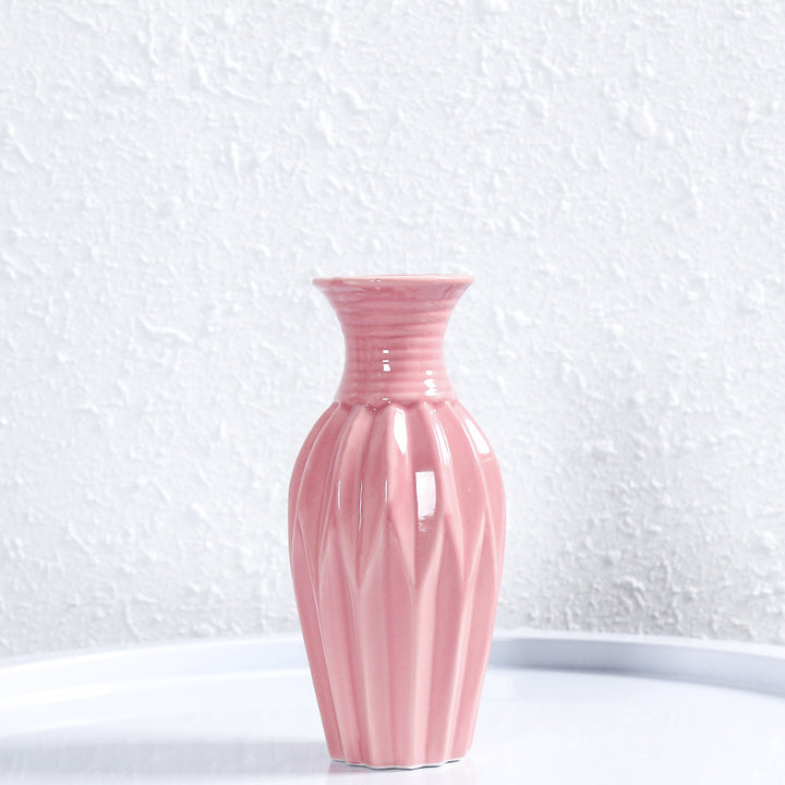 Modern gerippten Keramik Blumenvasen Karnz
