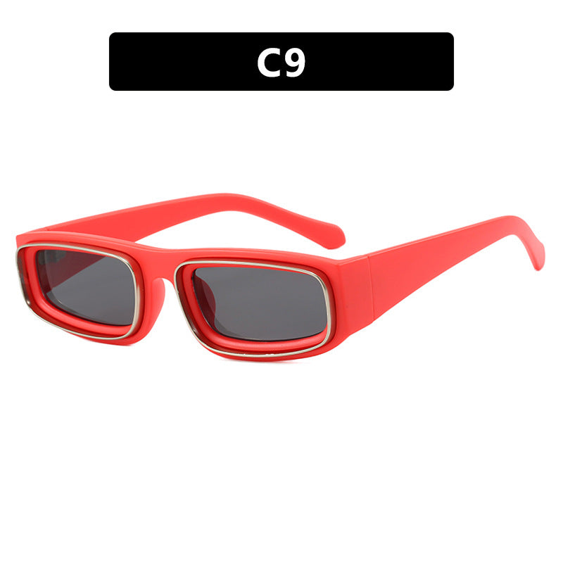 Damen trendige rechteckige Sonnenbrille mit elegantem Farbenspiel Karnz
