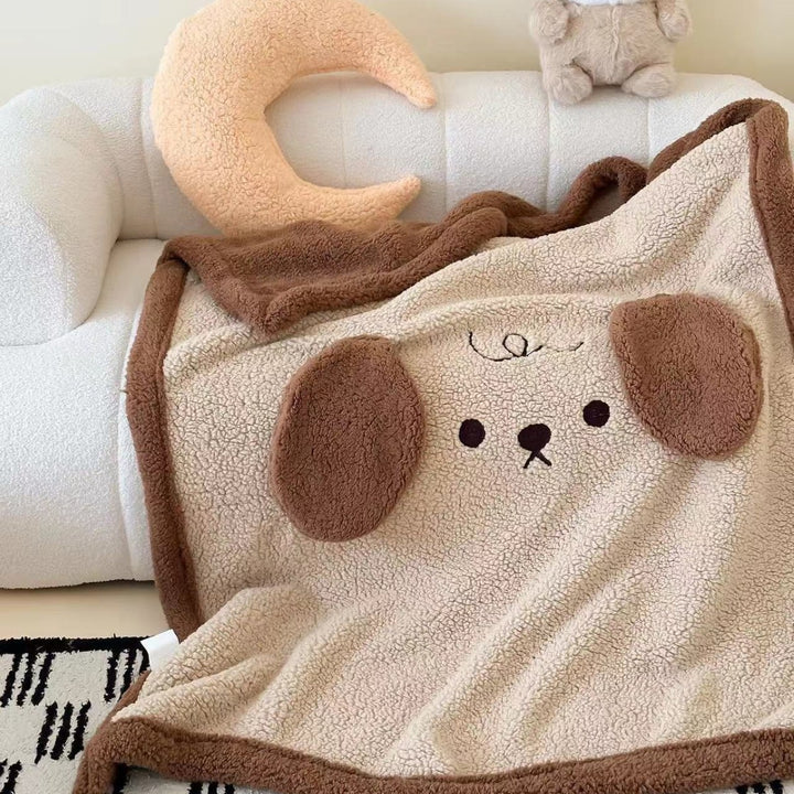Kuschelige Sherpa-Kinderdecke mit appliziertem Wolkenmotiv und Teddy-Futter