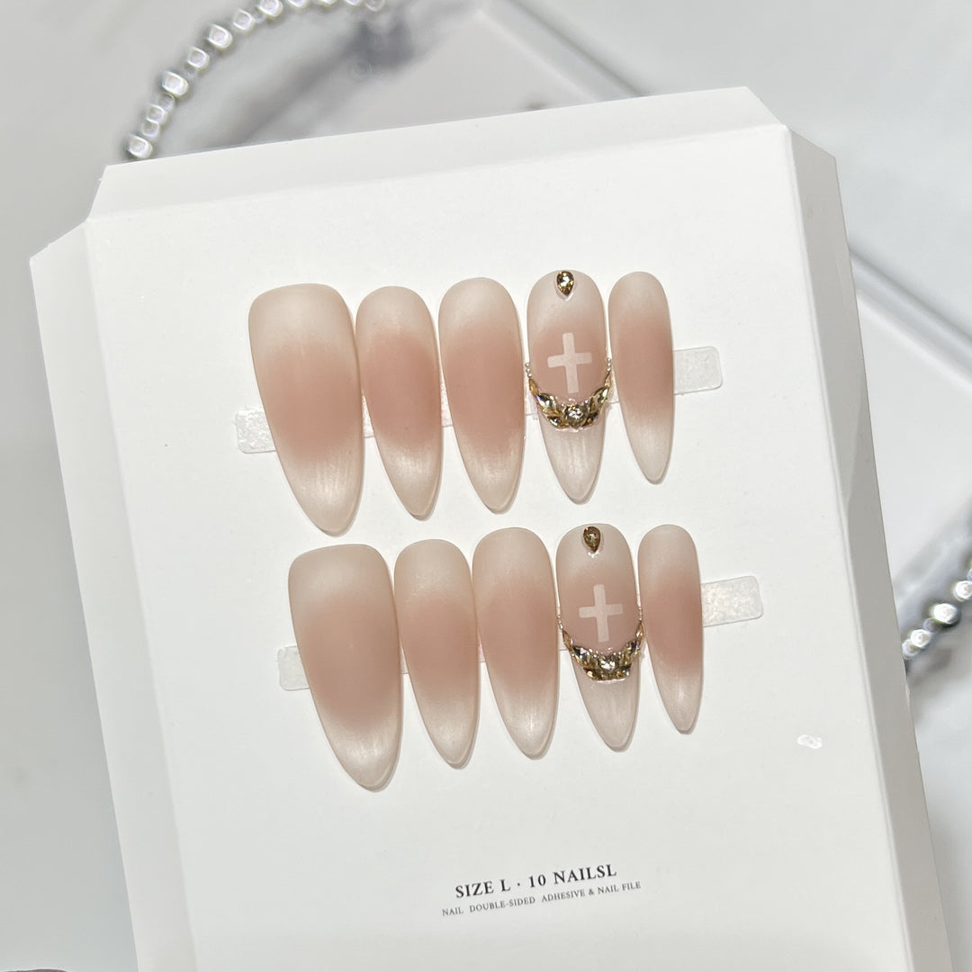 Elegantes Stiletto Press-On-Nagelkunst-Set mit Kristallakzenten Karnz