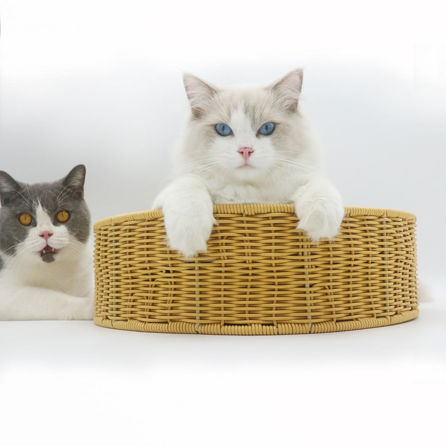 Gemütlicher Katzenkorb aus geflochtenem Material Karnz